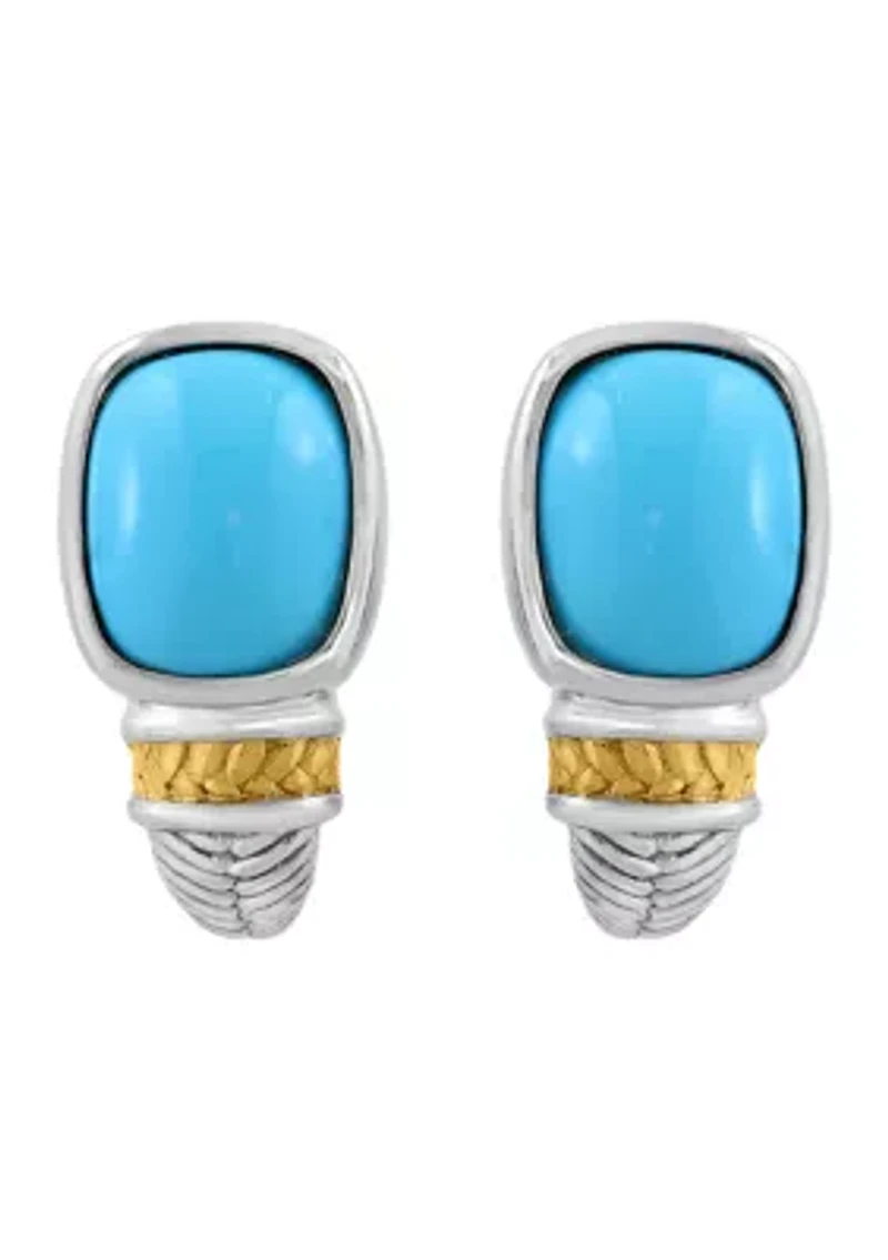 Turquoise Earrings in Sterling Silver and 14K Yellow Gold