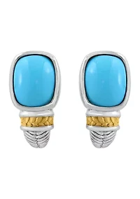 Turquoise Earrings in Sterling Silver and 14K Yellow Gold