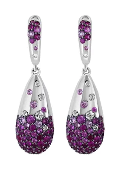 Purple Sapphire Earrings in Sterling Silver