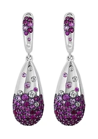 Purple Sapphire Earrings in Sterling Silver