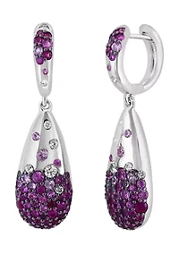 Purple Sapphire Earrings in Sterling Silver