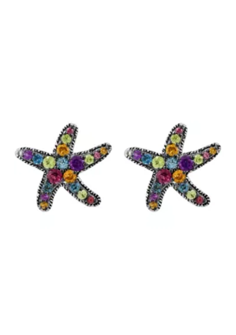 Multi Stone Earrings in Sterling Silver