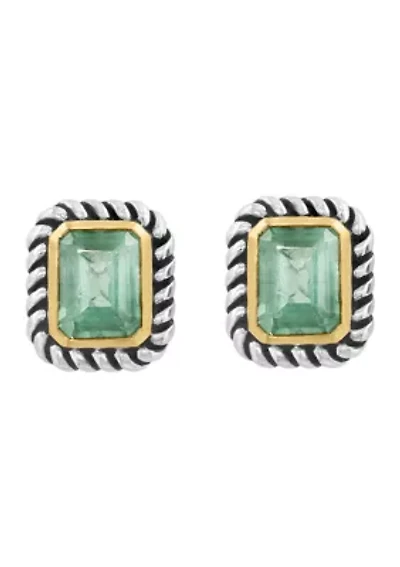 Sterling Silver Green Amethyst Earrings