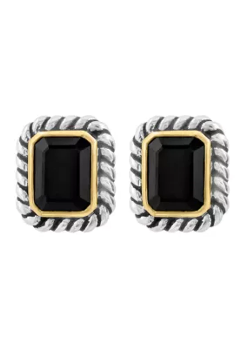 Sterling Silver Gold Plated Onyx Earrings