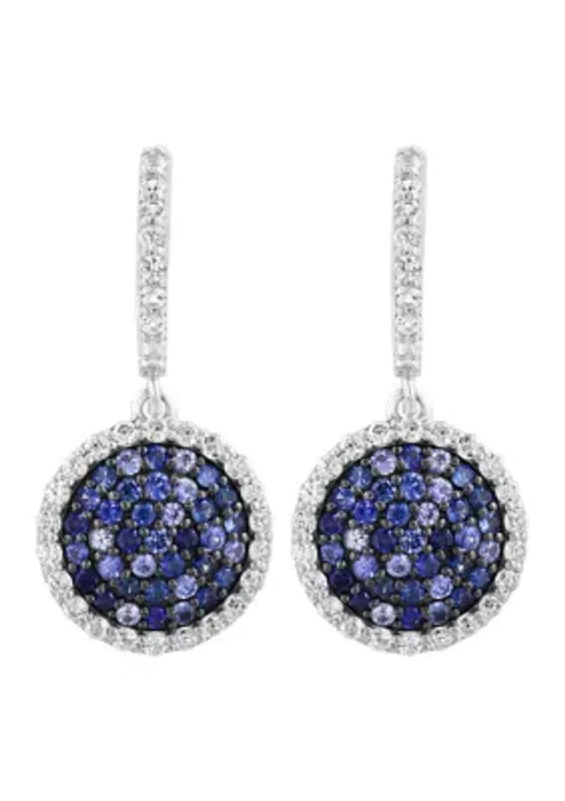 Sterling Silver Blue and White Sapphire Earrings