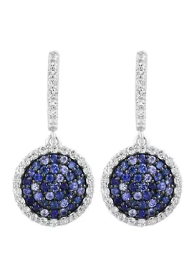 Sterling Silver Blue and White Sapphire Earrings
