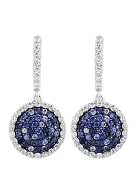 Sterling Silver Blue and White Sapphire Earrings
