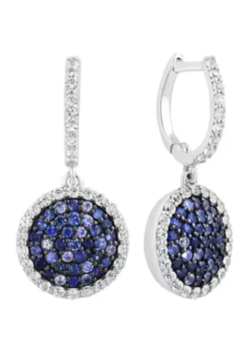 Sterling Silver Blue and White Sapphire Earrings