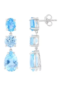 Sterling Silver Blue Topaz and Sky Blue Topaz Earrings 