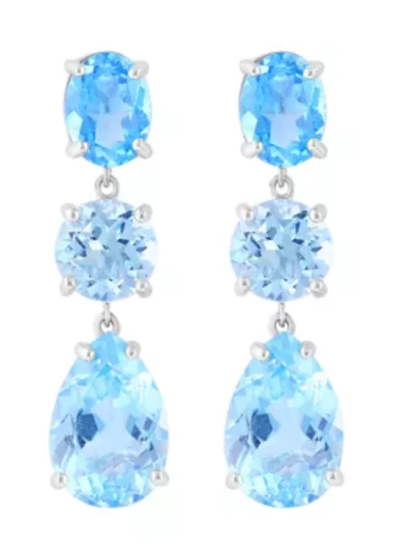 Sterling Silver Blue Topaz and Sky Blue Topaz Earrings 