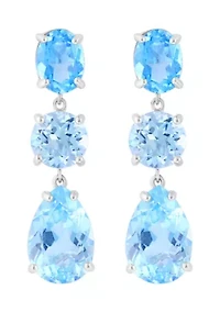 Sterling Silver Blue Topaz and Sky Blue Topaz Earrings 