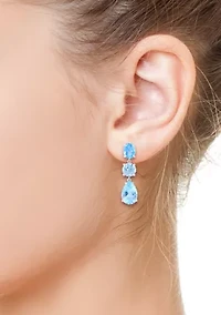 Sterling Silver Blue Topaz and Sky Blue Topaz Earrings 