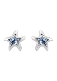Sterling Silver Blue Topaz Starfish Earrings