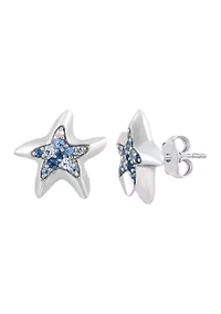 Sterling Silver Blue Topaz Starfish Earrings