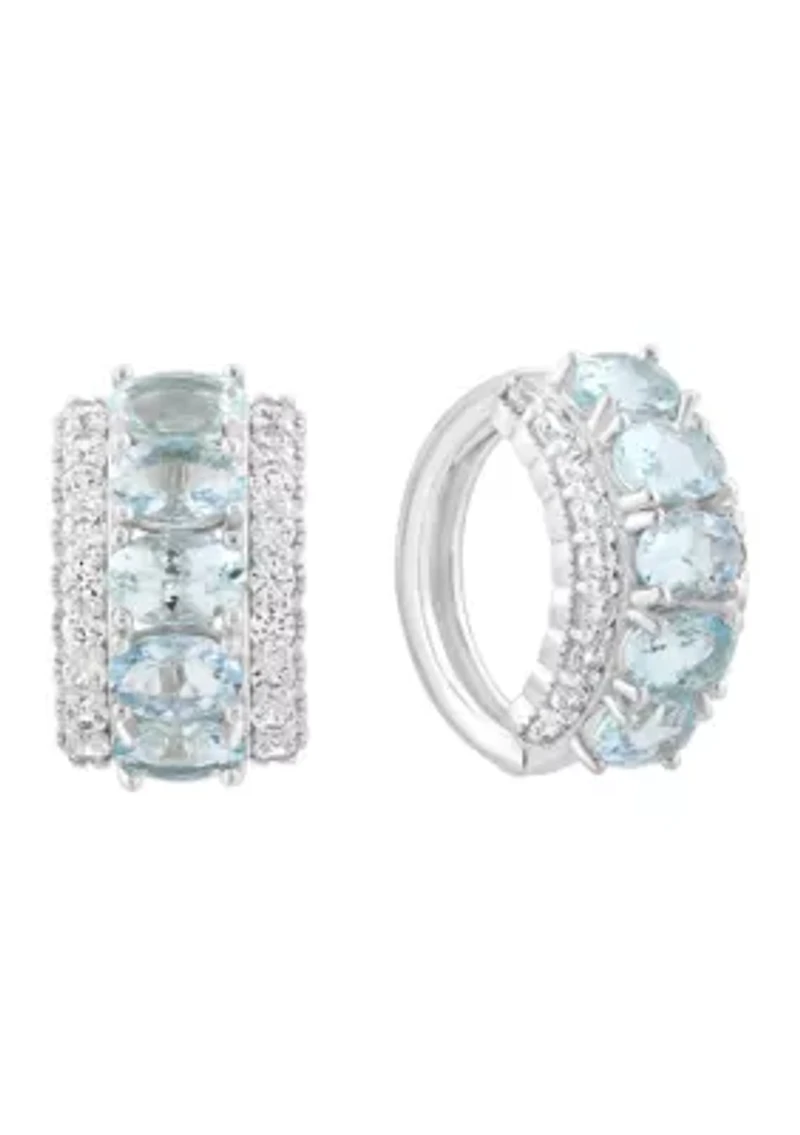 Aqua Zircon Earrings in Sterling Silver