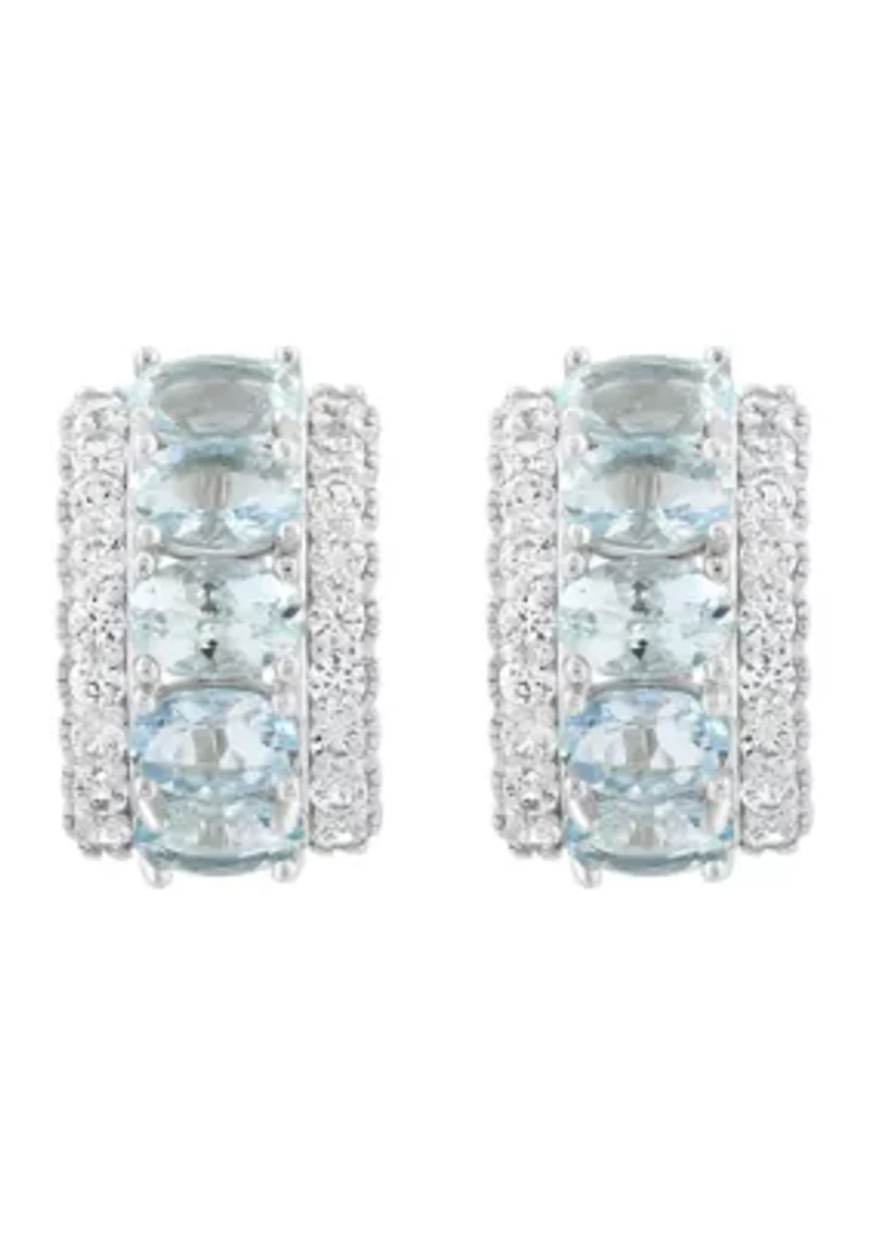 Aqua Zircon Earrings in Sterling Silver