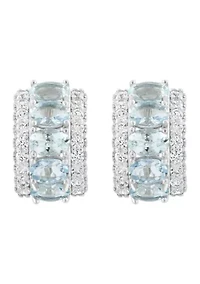 Aqua Zircon Earrings in Sterling Silver