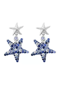 Sapphire Star Earrings in Sterling Silver