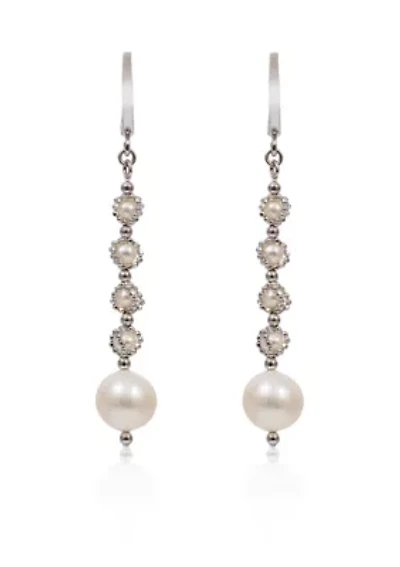 Round Freshwater Pearl Drop Earrings in Sterling Silver