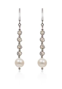 Round Freshwater Pearl Drop Earrings in Sterling Silver
