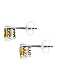 7 ct. t.w. Mixed Stone Cable Earrings in Sterling Silver 