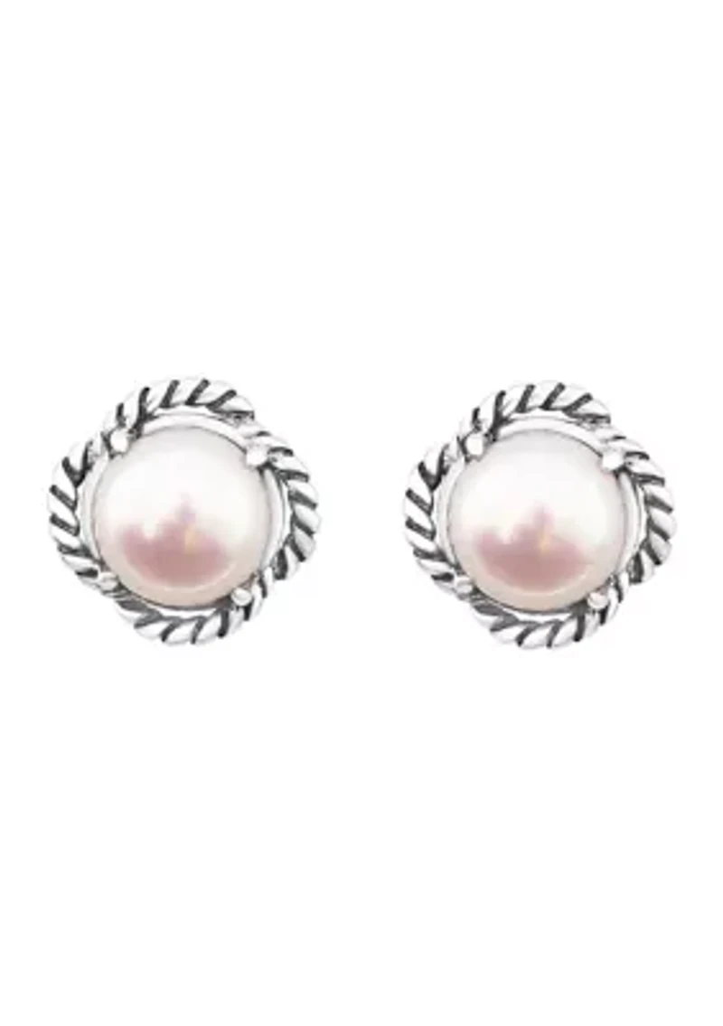 Sterling Silver 8 Millimeter Freshwater Pearl Earrings 