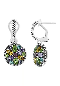 Sterling Silver Amethyst, Blue Topaz, Citrine, Rhodolite, Peridot Earrings