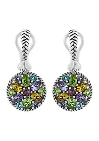 Sterling Silver Amethyst, Blue Topaz, Citrine, Rhodolite, Peridot Earrings
