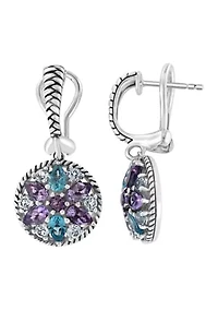 Amethyst and Blue Topaz Earrings in Sterling Silver