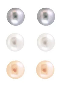 Pearl Earrings in Sterling Silver Set of 3