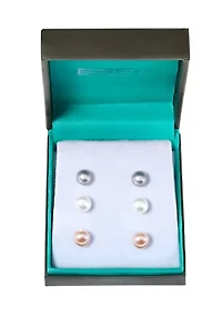 Pearl Earrings in Sterling Silver Set of 3