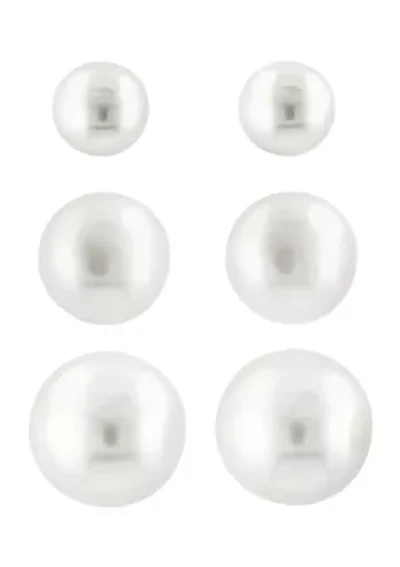 Sterling Silver Freshwater Pearl Earring Set 