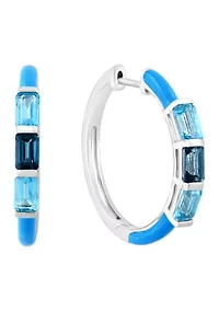 Blue Topaz Hoop Earrings in Sterling Silver