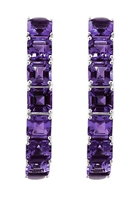 Amethyst Hoop Earrings in Sterling Silver