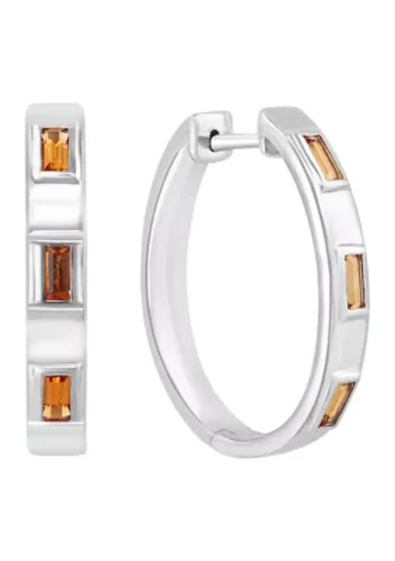 Citrine Hoop Earrings in Sterling Silver
