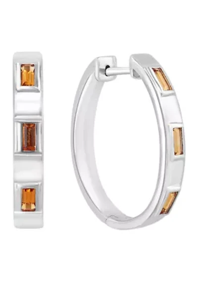Citrine Hoop Earrings in Sterling Silver