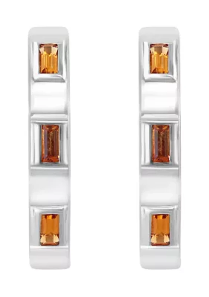 Citrine Hoop Earrings in Sterling Silver
