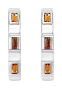 Citrine Hoop Earrings in Sterling Silver