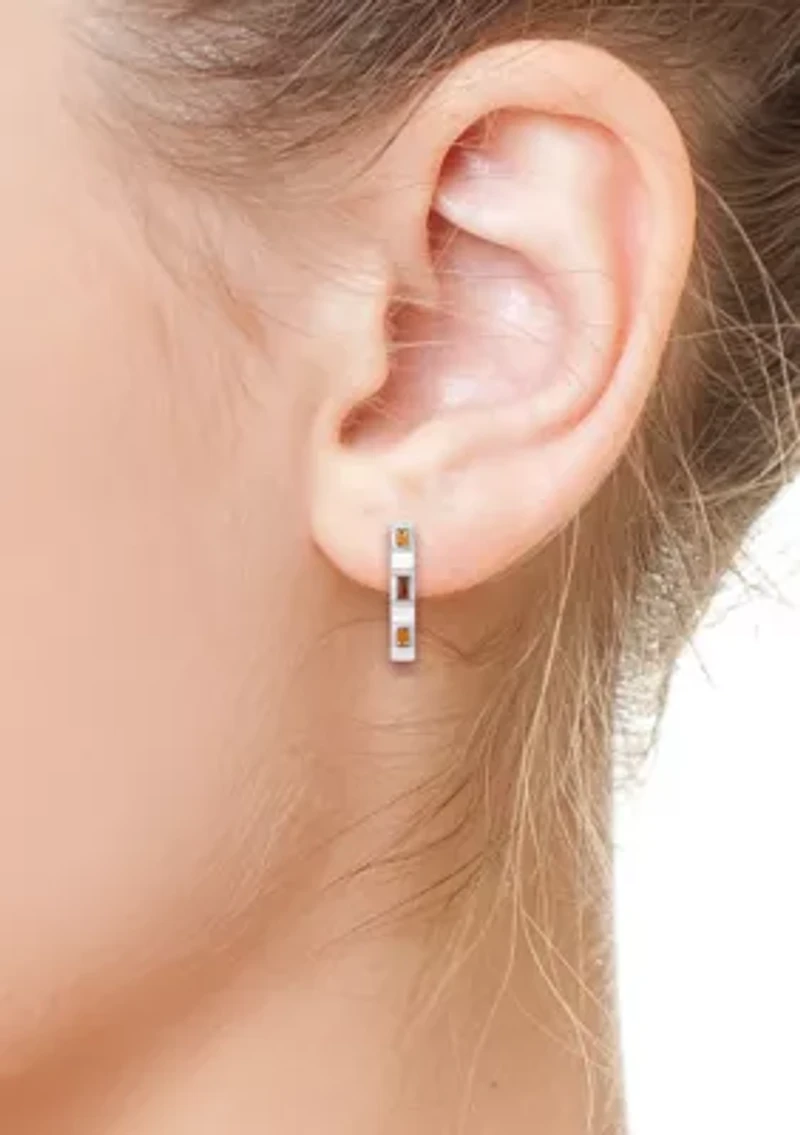 Citrine Hoop Earrings in Sterling Silver