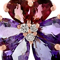 Diamond Amethyst Tourmaline Earrings in 14K Rose Gold