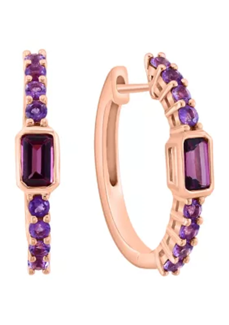 1.2 ct. t.w. Amethyst, Rhodolite Earrings in 14K Rose Gold