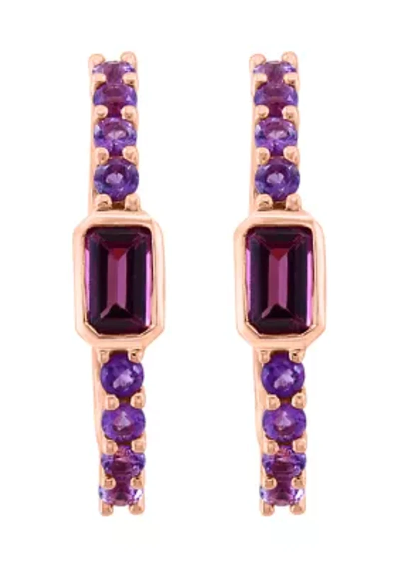 1.2 ct. t.w. Amethyst, Rhodolite Earrings in 14K Rose Gold