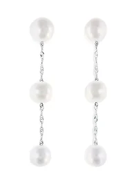 Freshwater Pearl Drop Earrings in 14K White Gold