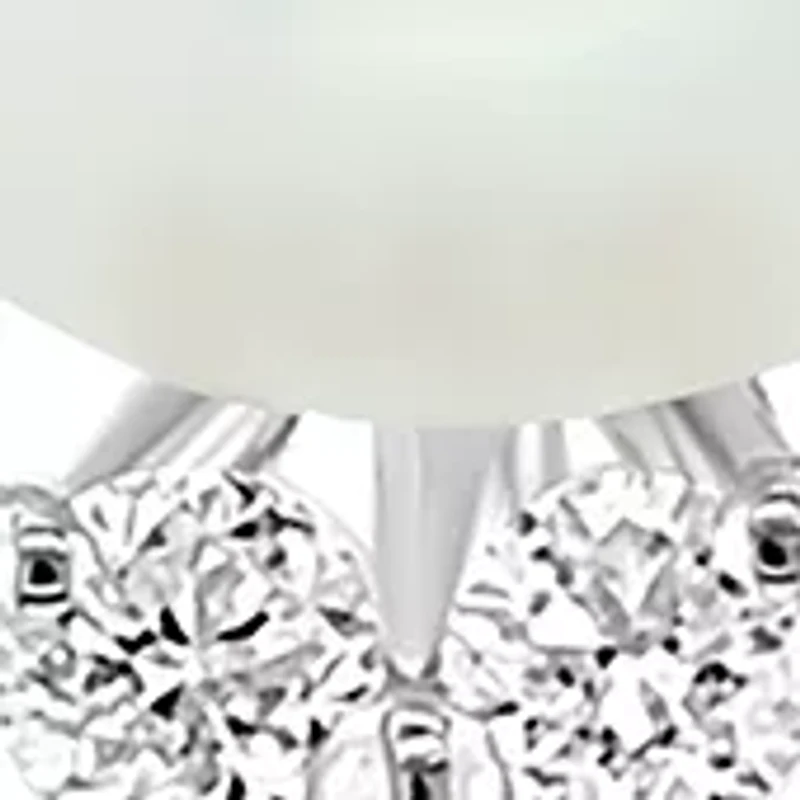 1/10 ct. t.w. Diamond and Freshwater Pearl Earrings in 14K White Gold