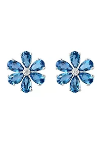 1/10 ct. t.w. Diamond, 3.2 ct. t.w. London Blue Topaz Earrings in 14K White Gold