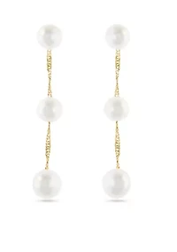Freshwater Pearls Linear Drop Earrings in 14K Yellow Gold