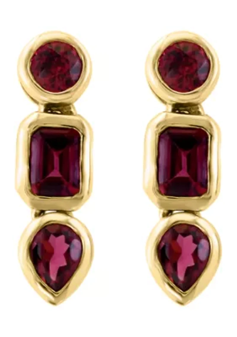 Rhodolite Earrings in 14K Yellow Gold