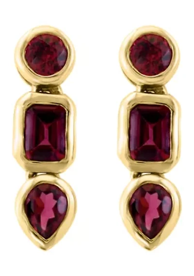 Rhodolite Earrings in 14K Yellow Gold