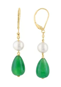 Freshwater Pearl Dyed Earrings in 14K Yellow Gold
