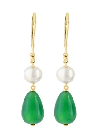 Freshwater Pearl Dyed Earrings in 14K Yellow Gold